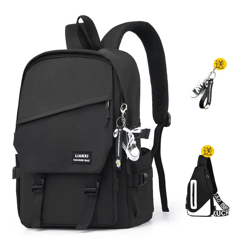 Schoolbag Male College Student Daily Travel Backpack Men's Backpack Female Korean Simple Versatile Travel Computer Bag Female