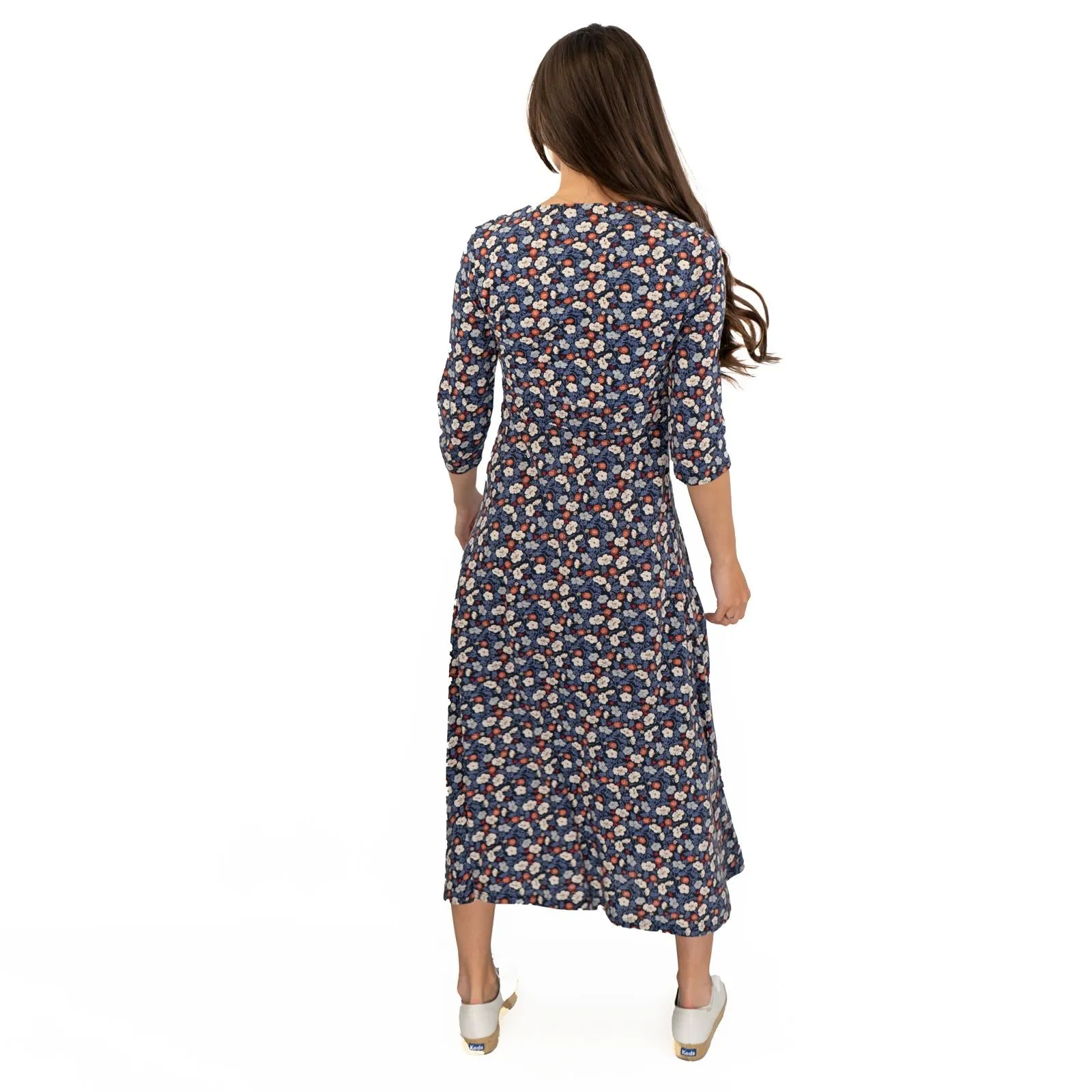 Seasalt Black Floral Chacewater Jersey Midi Dress