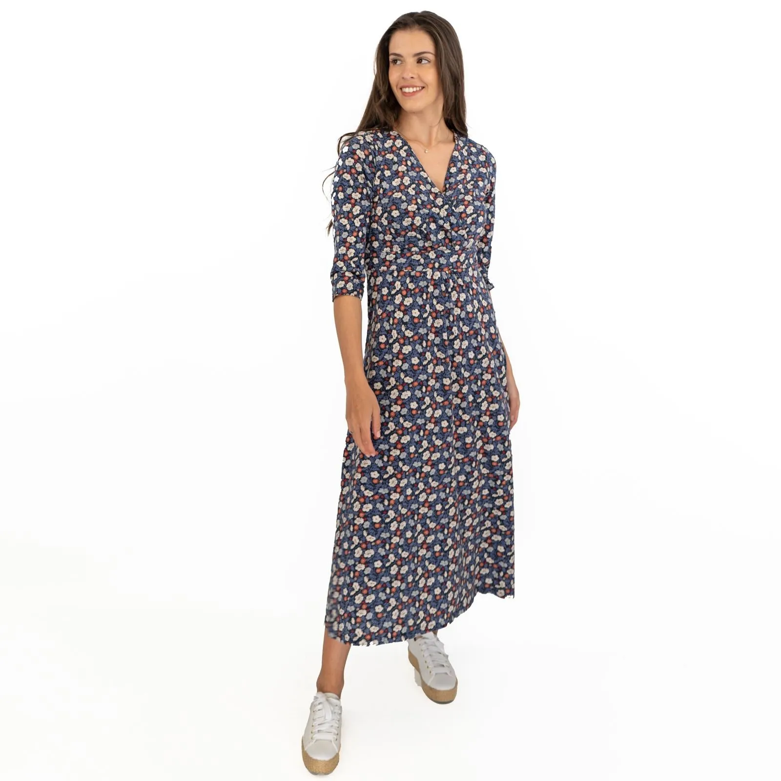 Seasalt Black Floral Chacewater Jersey Midi Dress