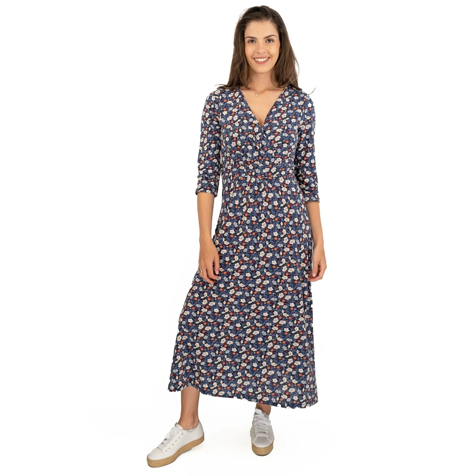 Seasalt Black Floral Chacewater Jersey Midi Dress