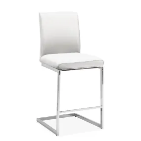 Shirelle Collection Counter Height Chair in White Leather - Set of 2