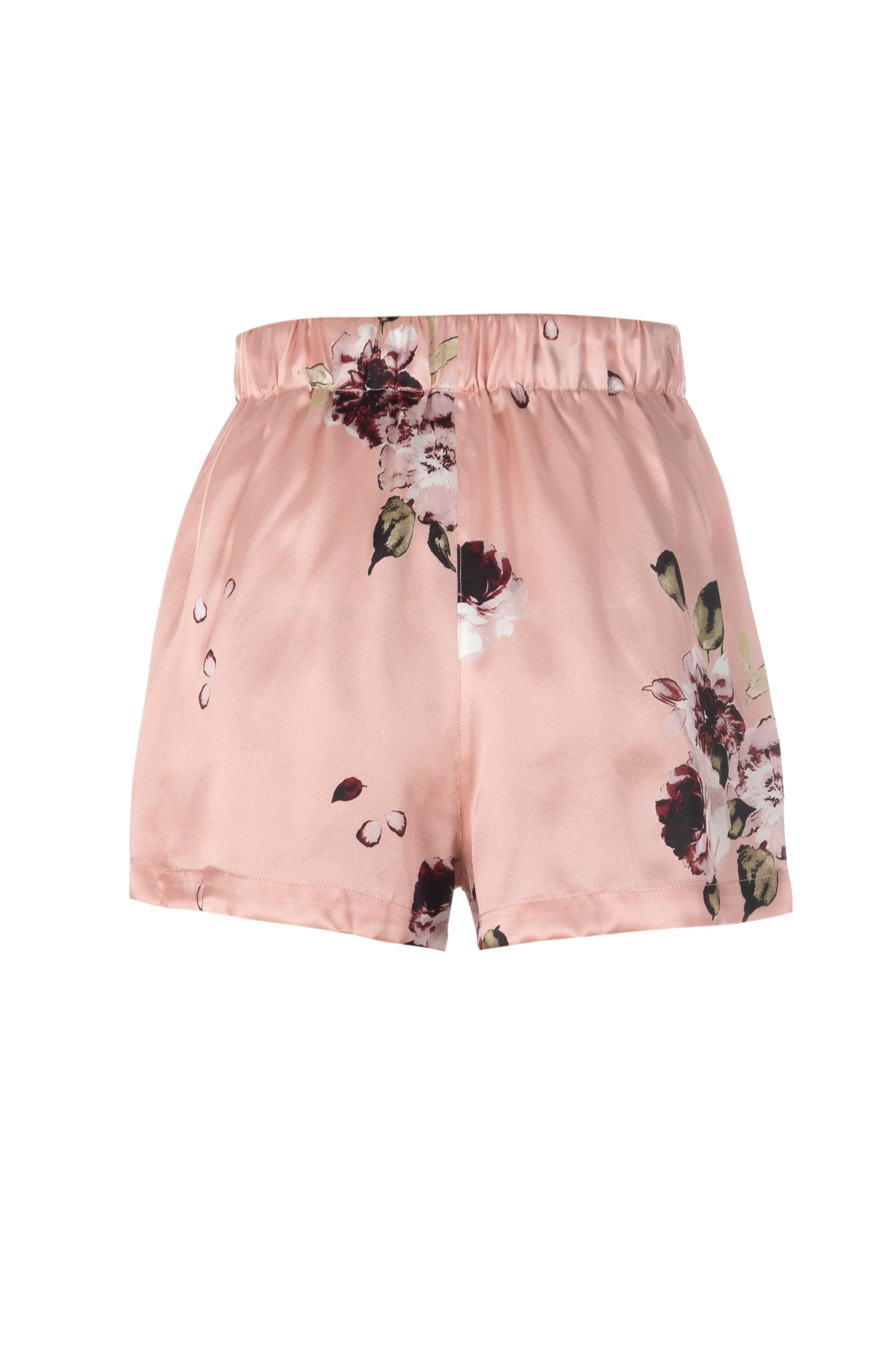 Silk Charmeuse PJ Shorts: Blush Floral Print