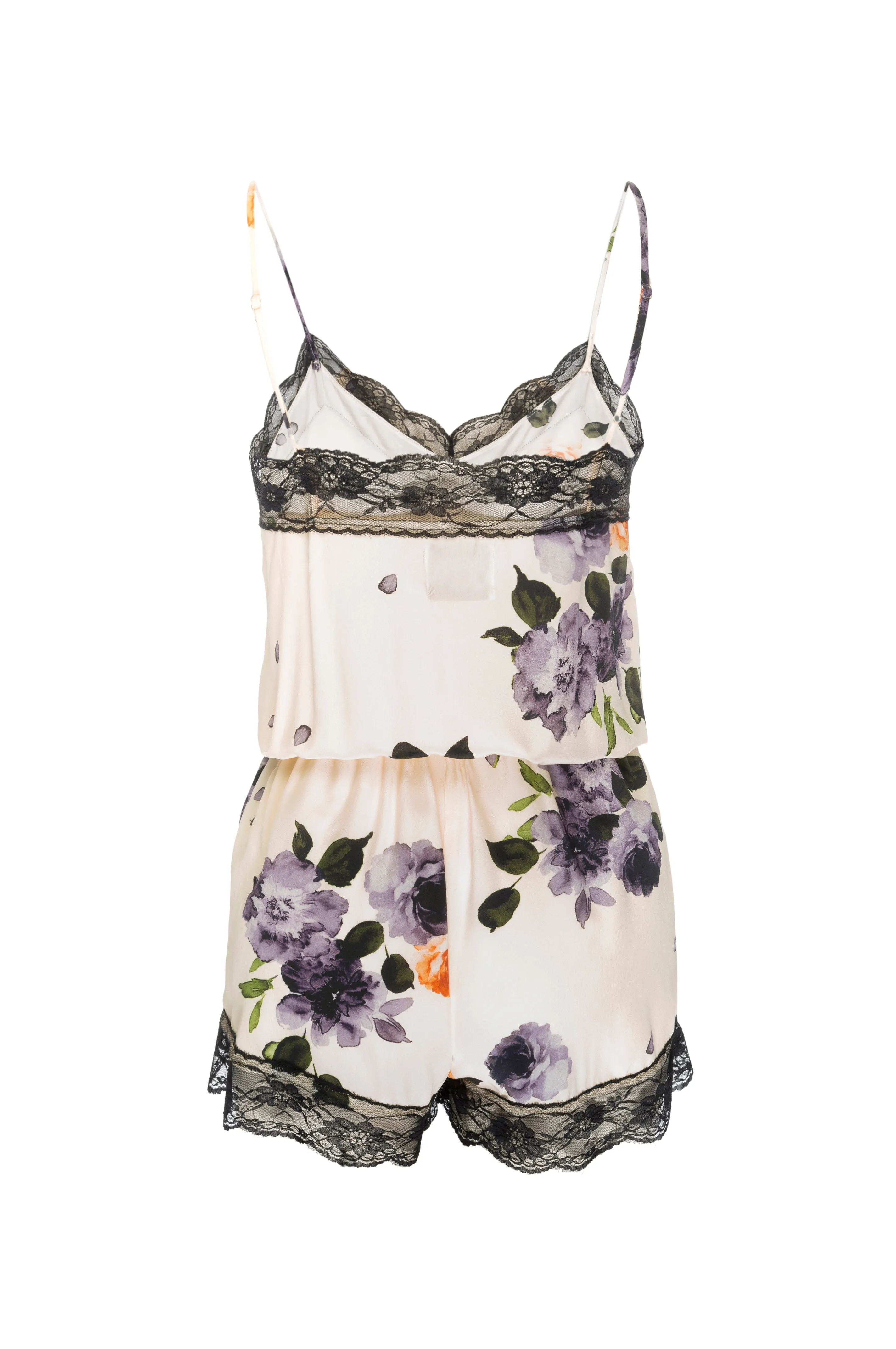 Silk 'Lea' Romper: Garden Floral Print