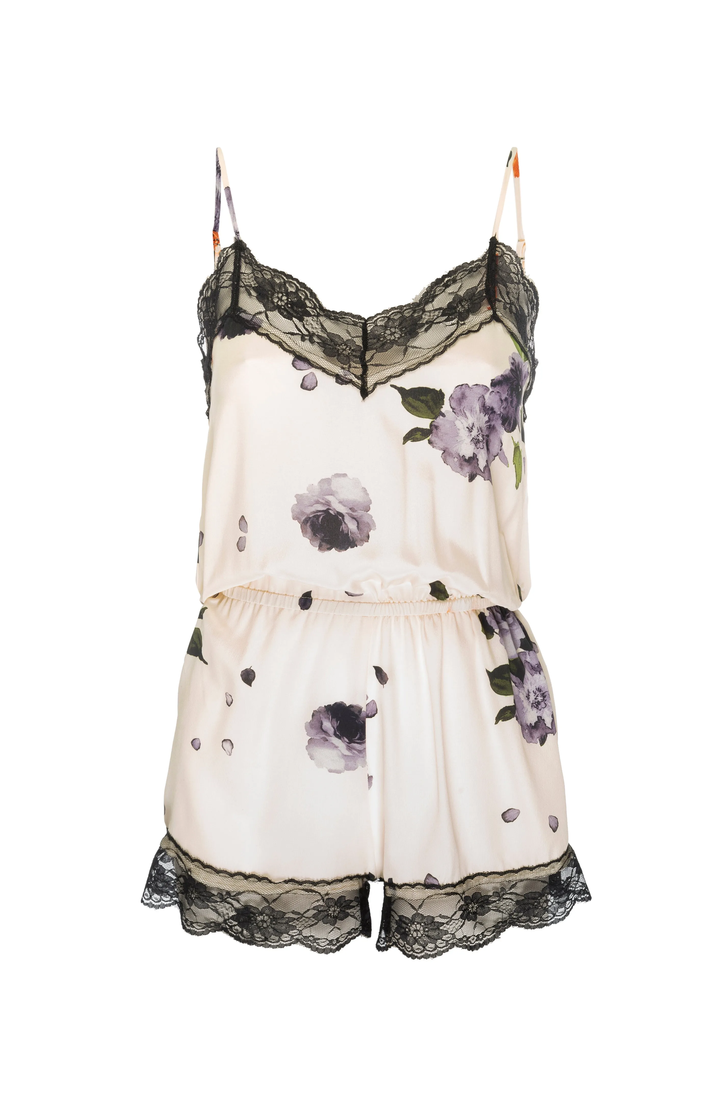 Silk 'Lea' Romper: Garden Floral Print