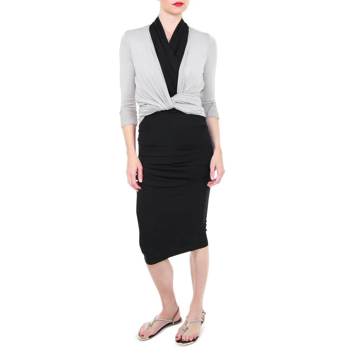 Sleeveless Midi Dress in Black Jersey