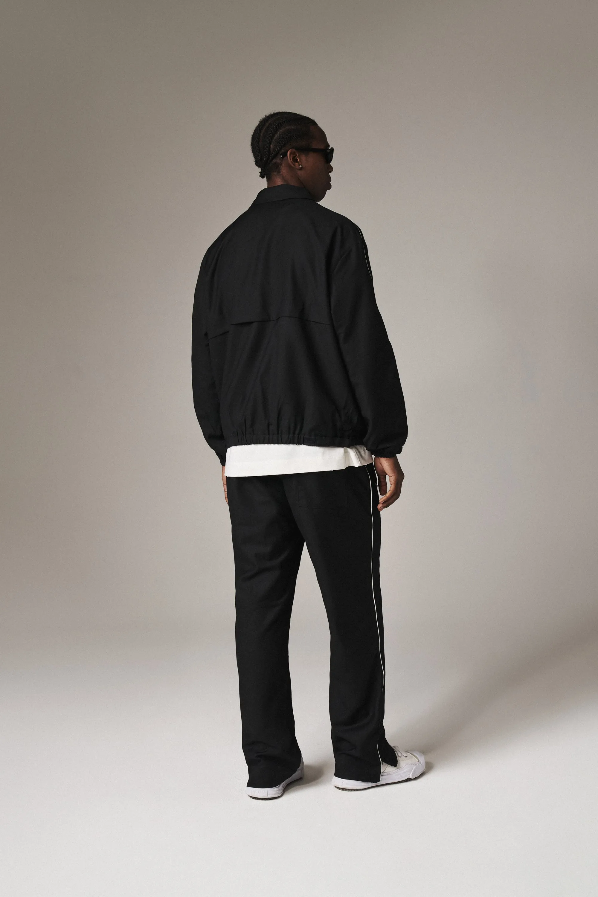 SMART PIPED TRACK JACKET - BLACK