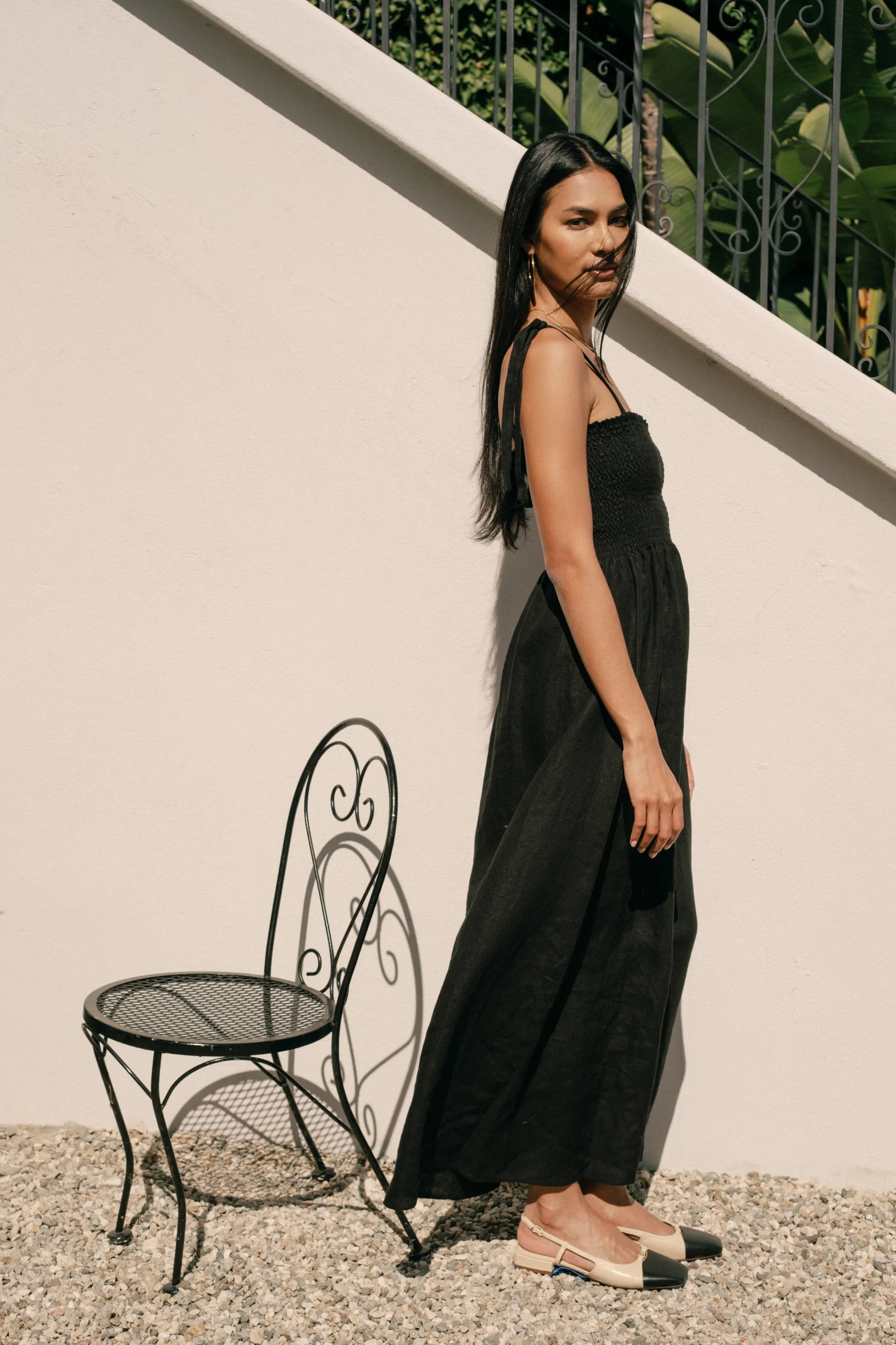 Sophie Dress in Black Linen