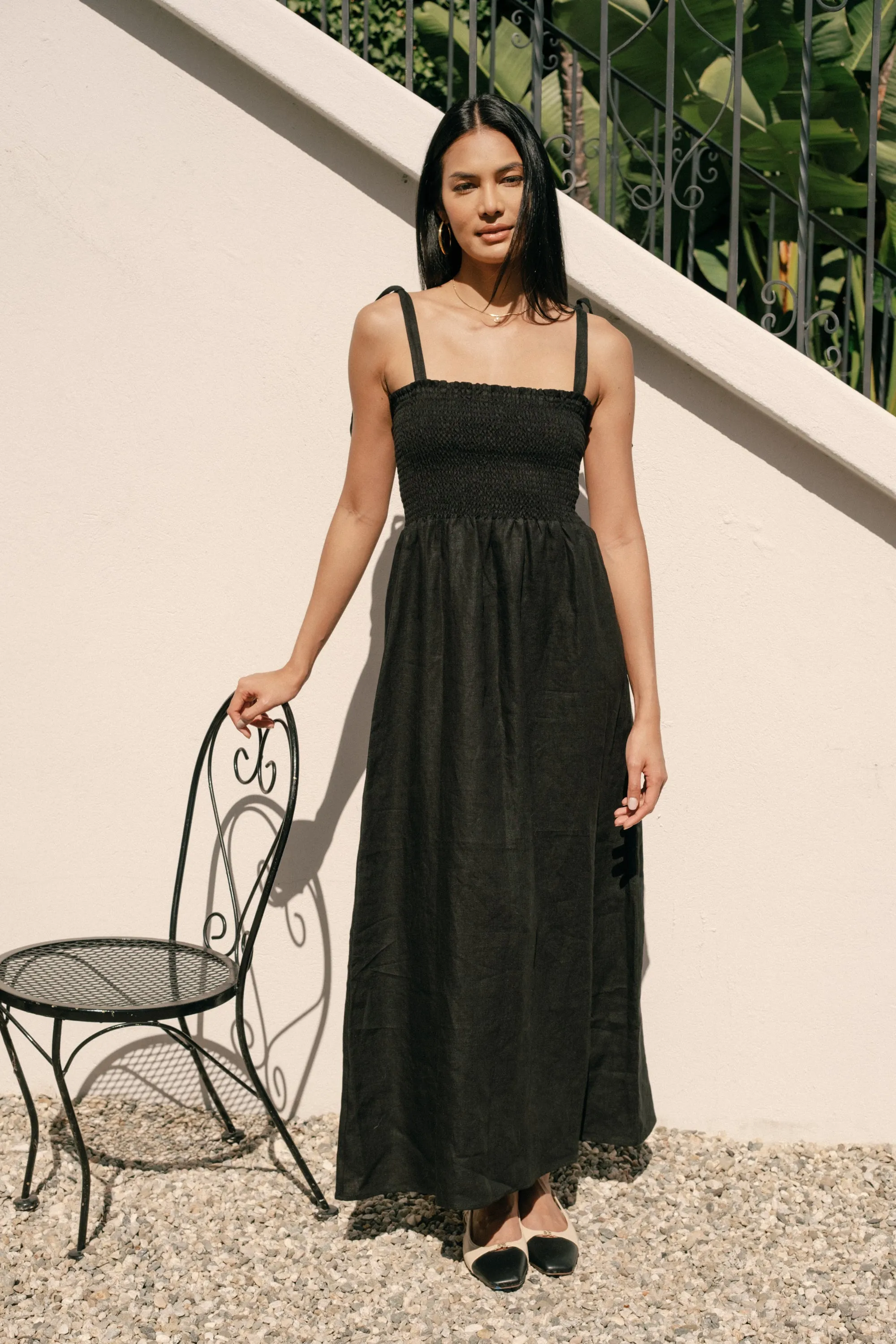 Sophie Dress in Black Linen