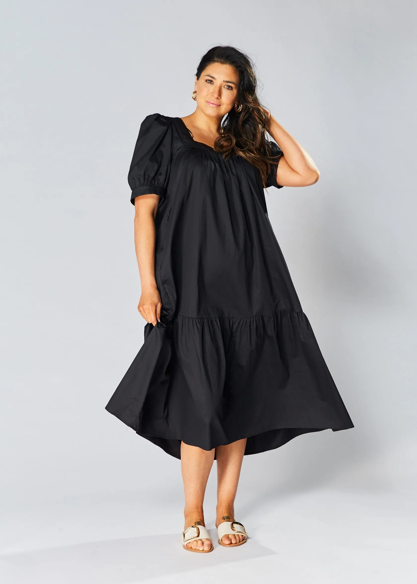 Square Neck Maxi Dress - Black