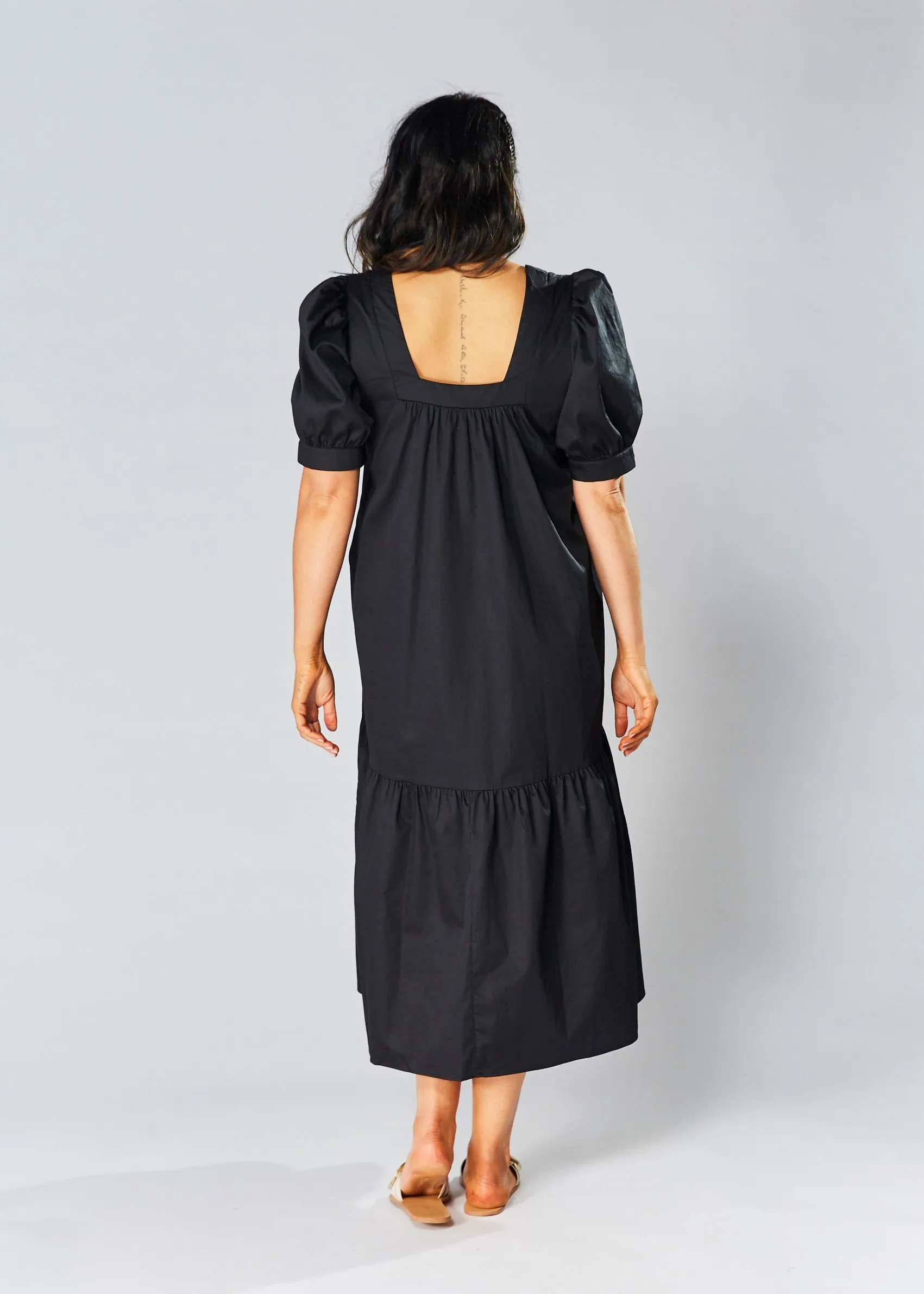 Square Neck Maxi Dress - Black