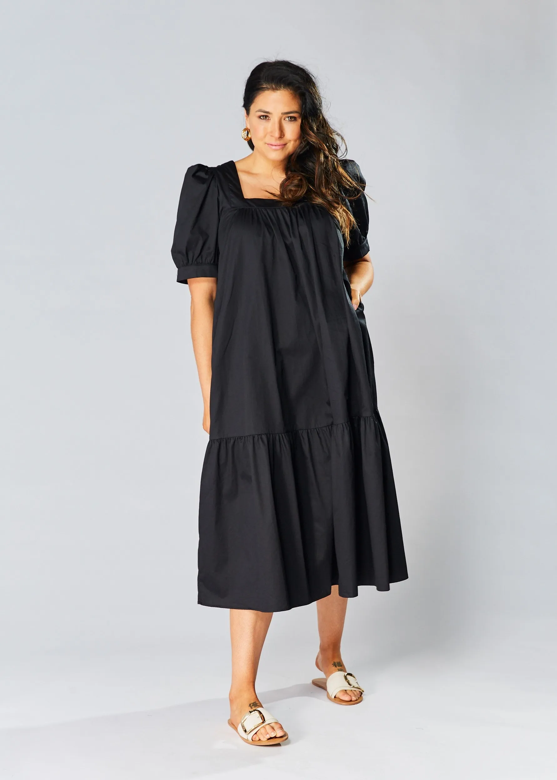 Square Neck Maxi Dress - Black