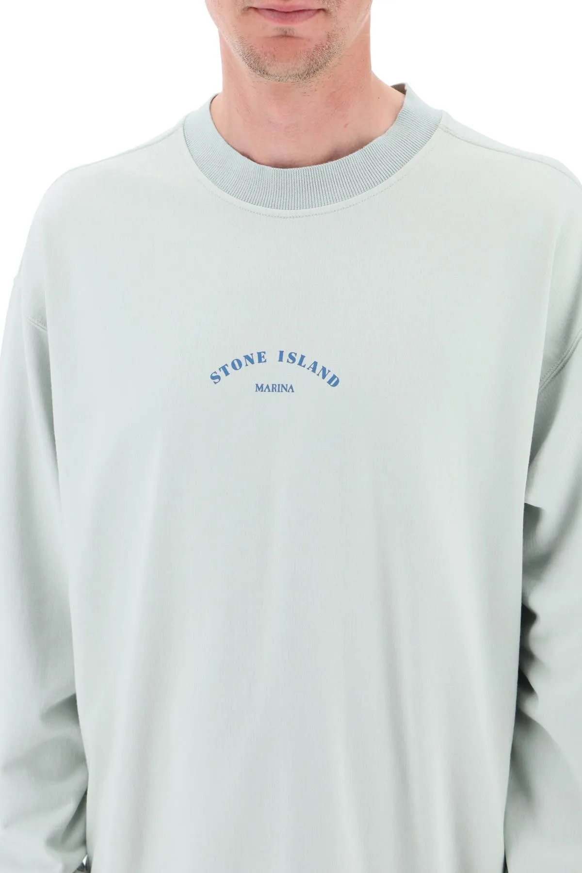 Stone island chalk plated cotton nylon sweatshirt