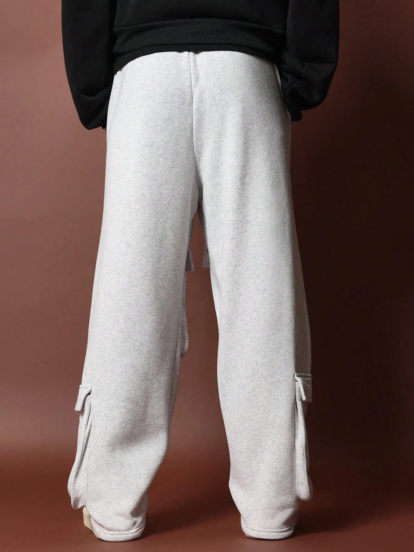 Straight Fit Drop Crotch Multi Pocket Cargo Sweatpants