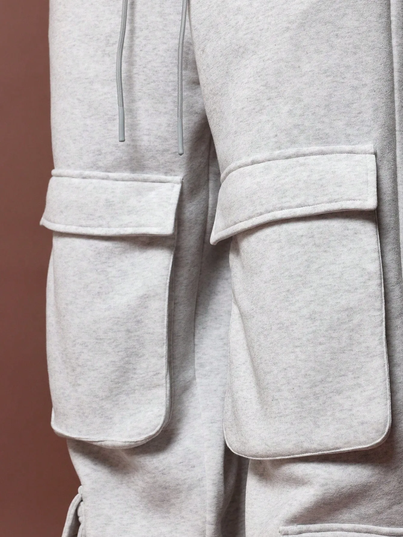 Straight Fit Drop Crotch Multi Pocket Cargo Sweatpants