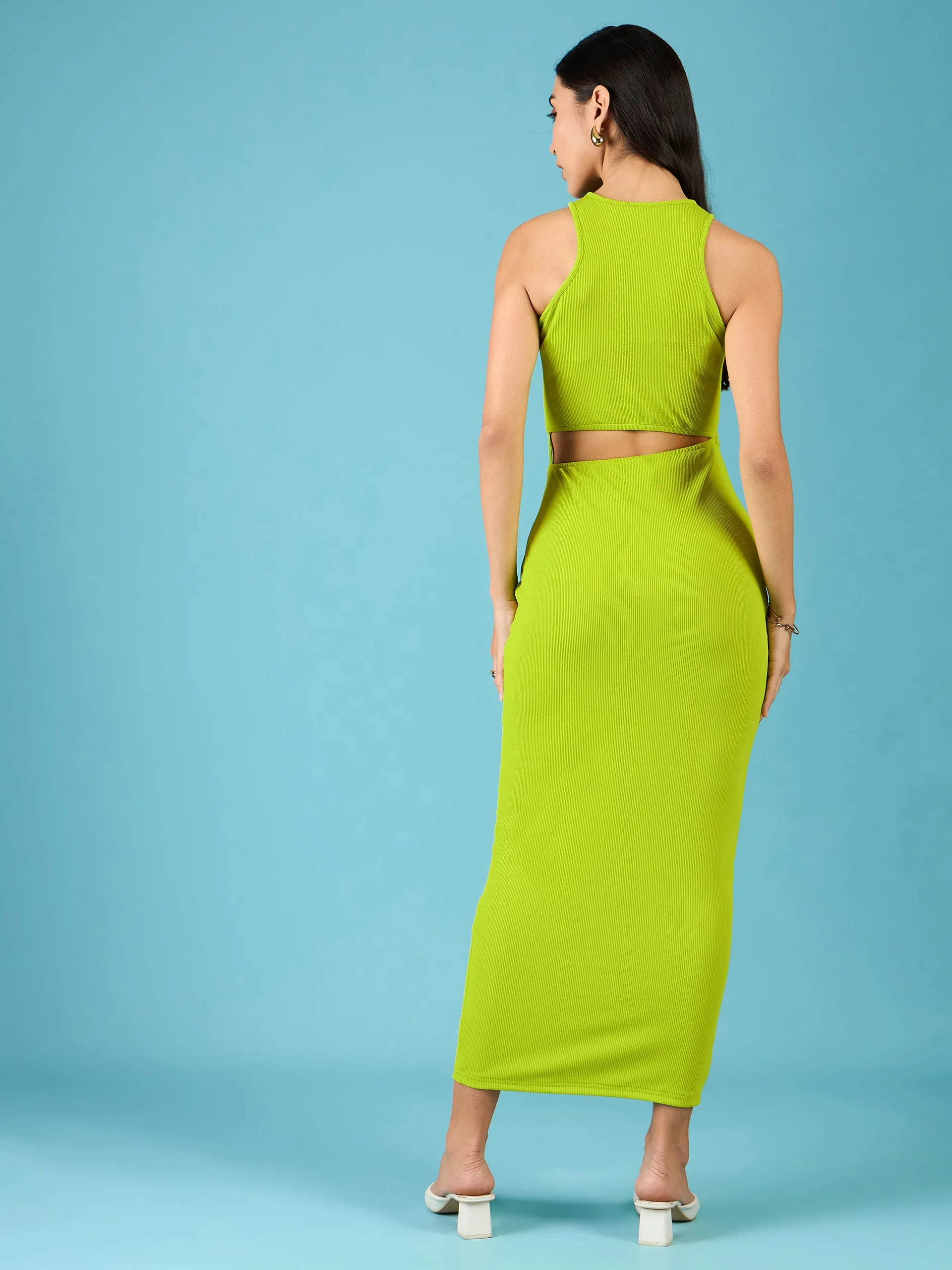 Stretchable Ribbed Cutout Dress