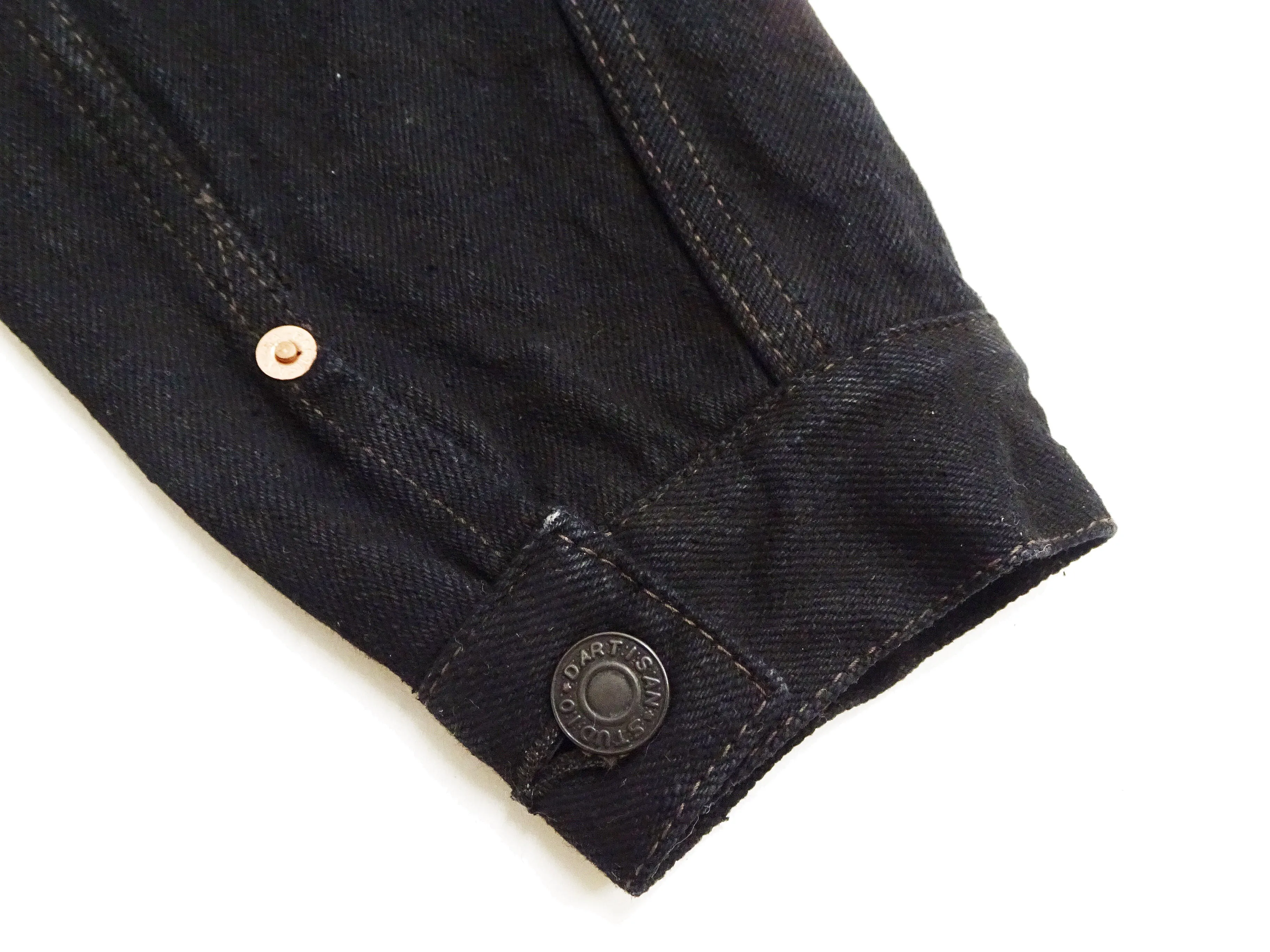 Studio D'artisan Black Denim Jacket SP-121 Men's 1953 Type 2 Style Amami Mud-Dyed Denim Jean Jacket SP-121 Jet-Black