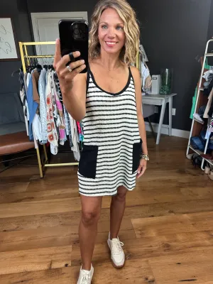 Summer Essence Striped Romper Dress - Black