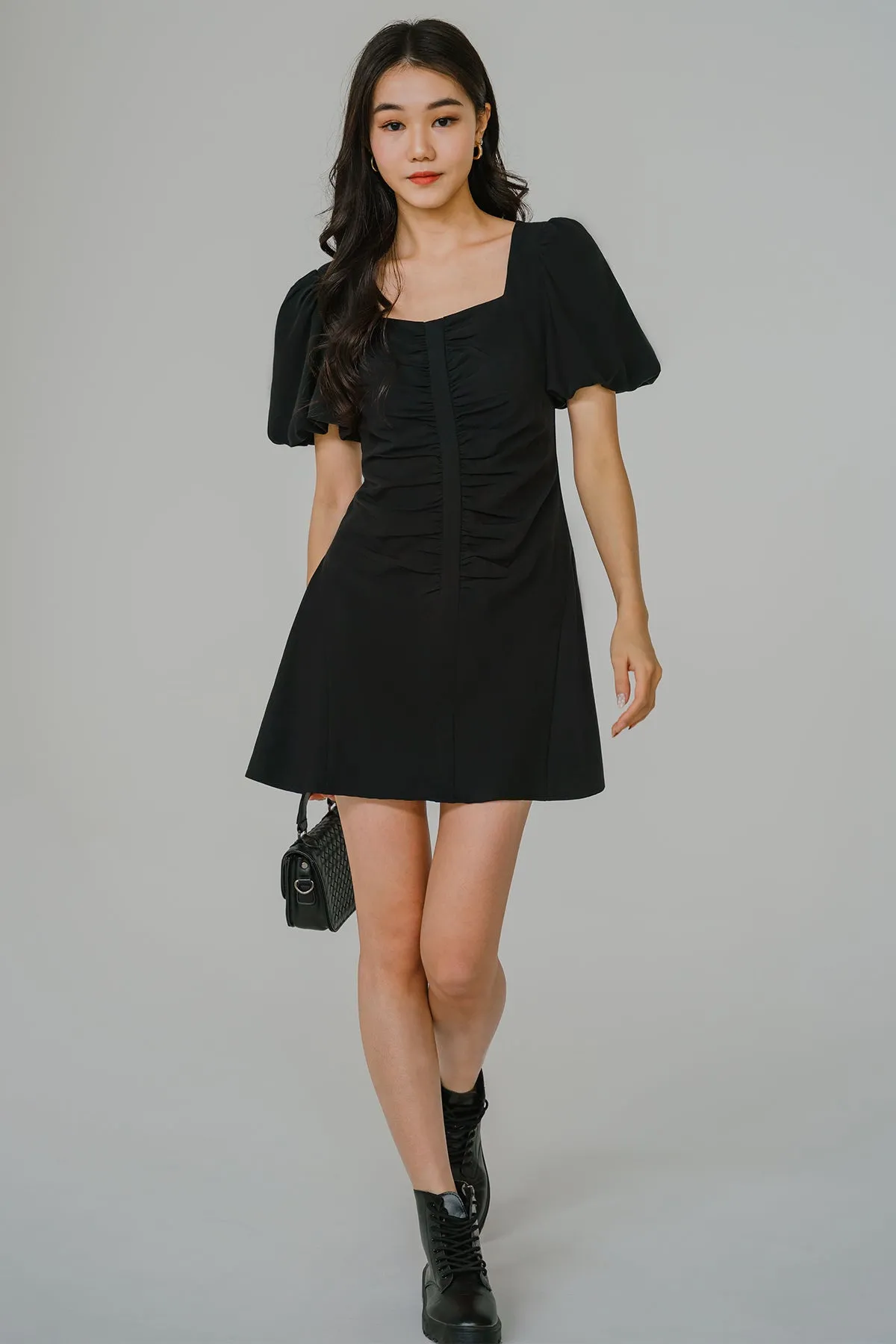 Summer Stroll Romper Dress (Black)