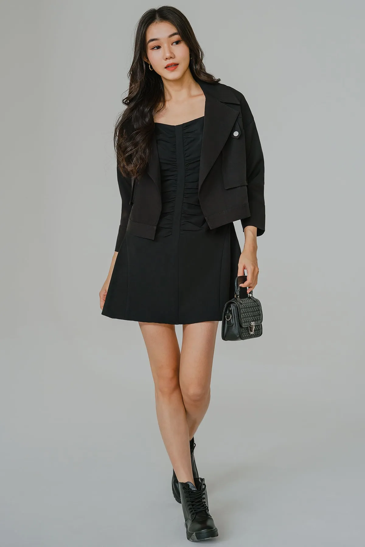 Summer Stroll Romper Dress (Black)