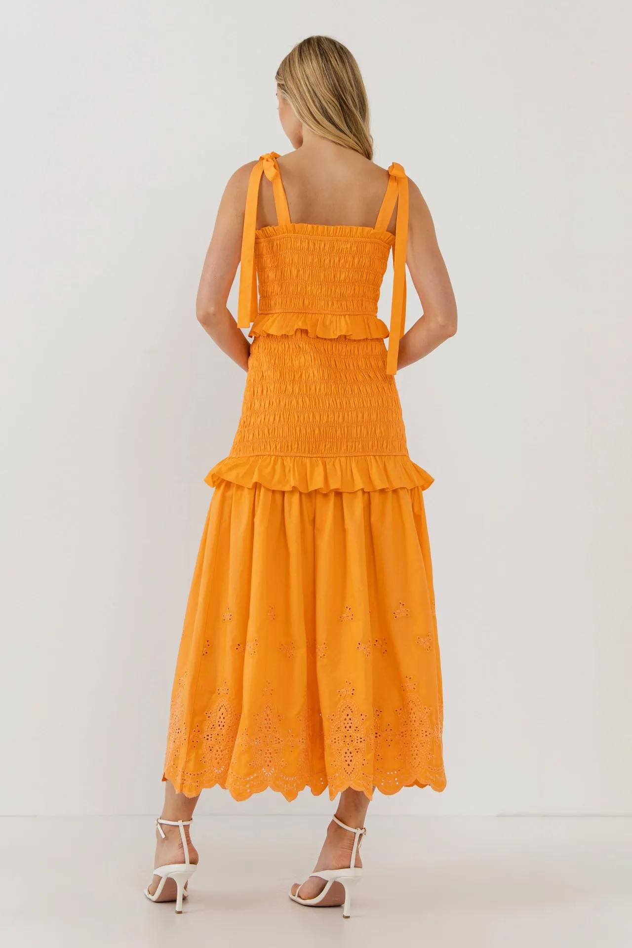 Sunset Eyelet Smocked Maxi