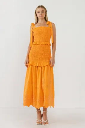 Sunset Eyelet Smocked Maxi