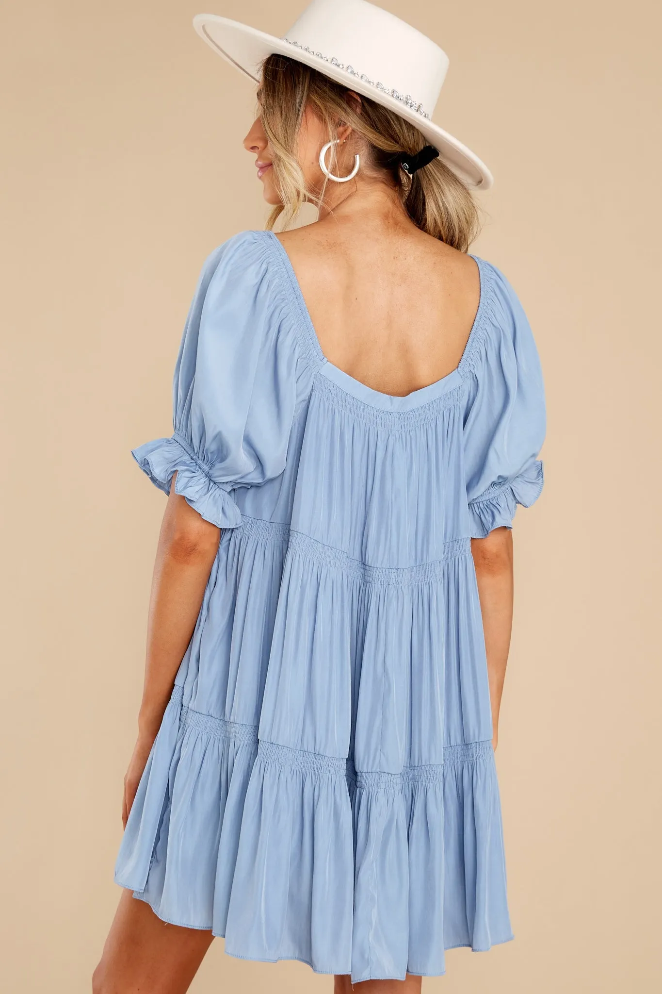 Sweet Fascination Dusty Blue Romper Dress