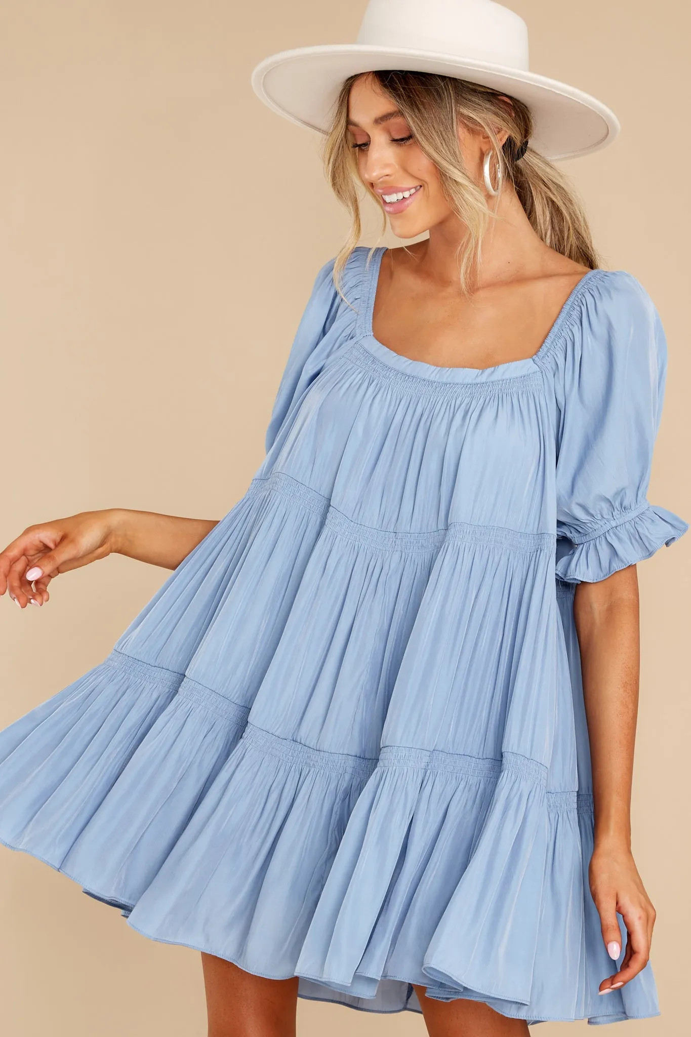 Sweet Fascination Dusty Blue Romper Dress