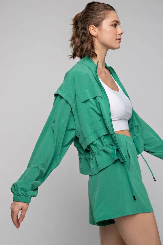 TEEK - Crinkle Woven Cropped Jacket