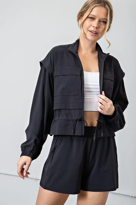 TEEK - Crinkle Woven Cropped Jacket