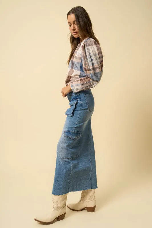 TEEK - MEDIUM WASH SUPER MAXI CARGO SKIRT