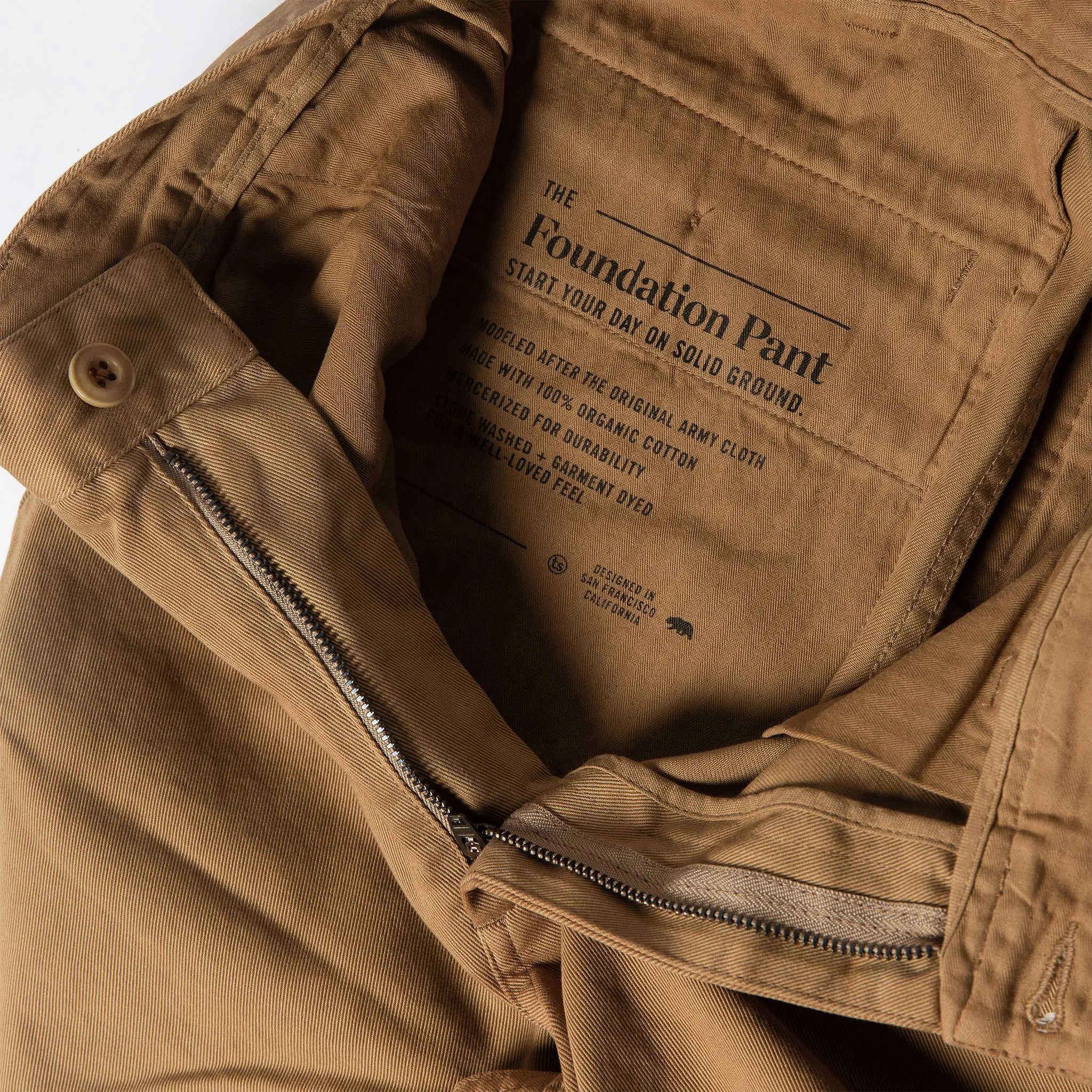 The Slim Foundation Pant in Organic British Khaki