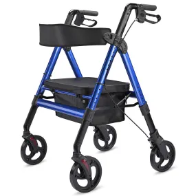 TheLAShop Rollator Aluminum Walker with Seat Back Support 450lbs 8" Casters