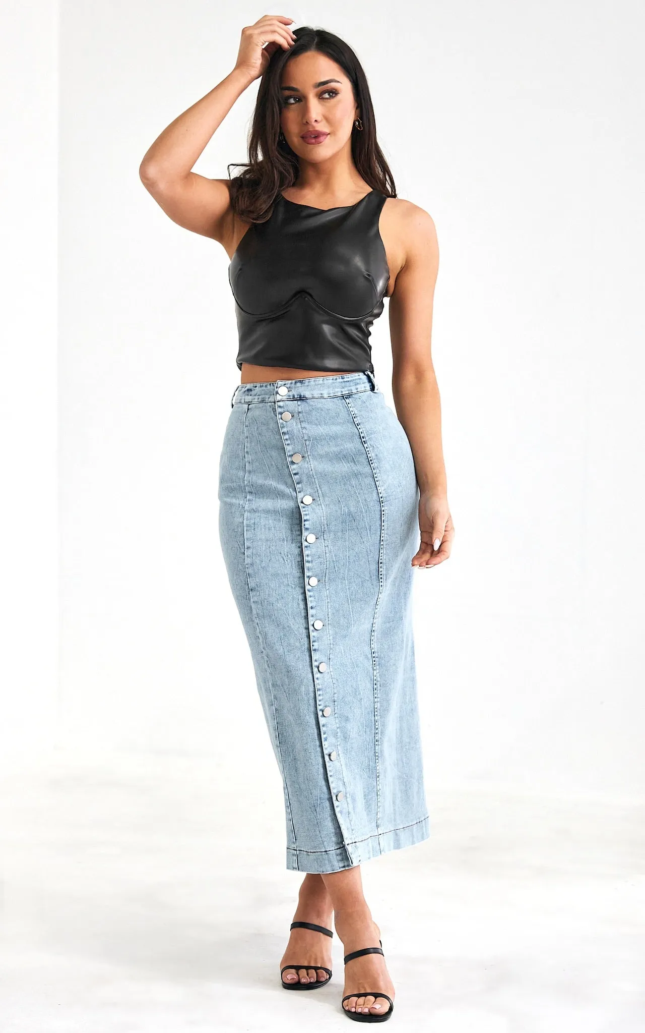 Timna Denim Maxi Skirt - Light Blue