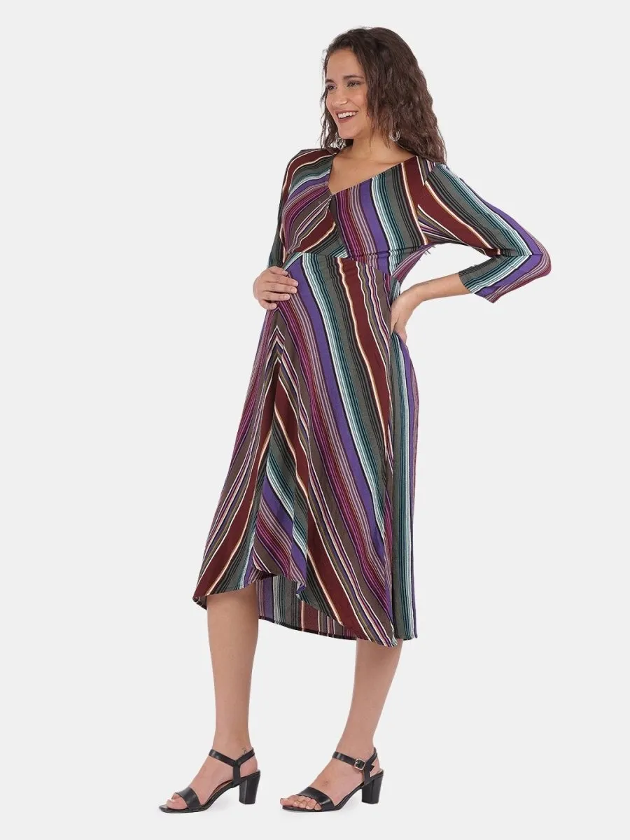 Trapeze Stripes Maternity and Nursing Dress