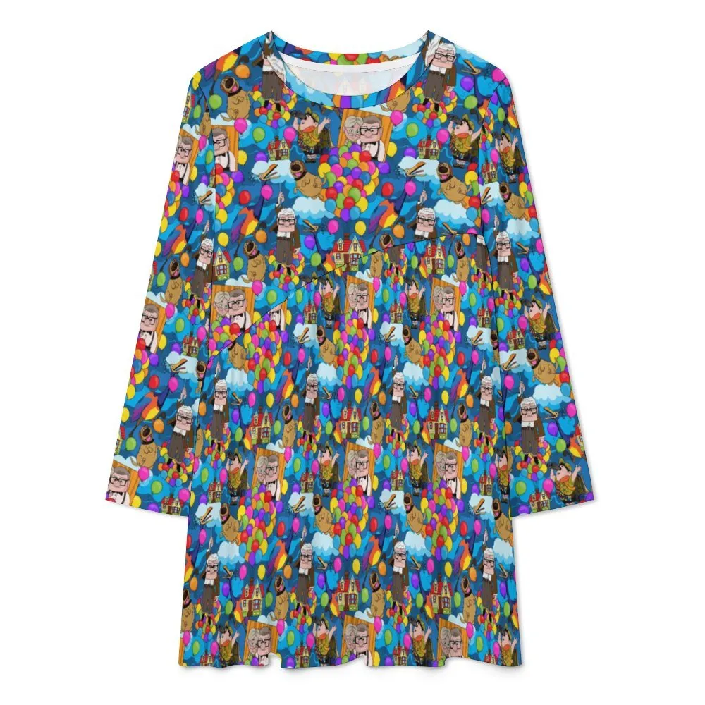 Up Favorites Long Sleeve Patchwork T-shirt Dress