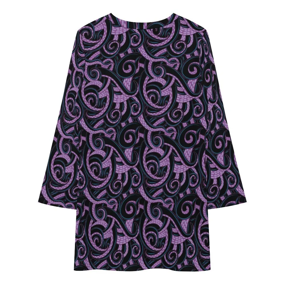 Ursula Tentacles Long Sleeve Patchwork T-shirt Dress