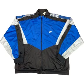 Vintage 1990s Black, Blue & White Nike Swoosh Zip-Up Track Jacket Large