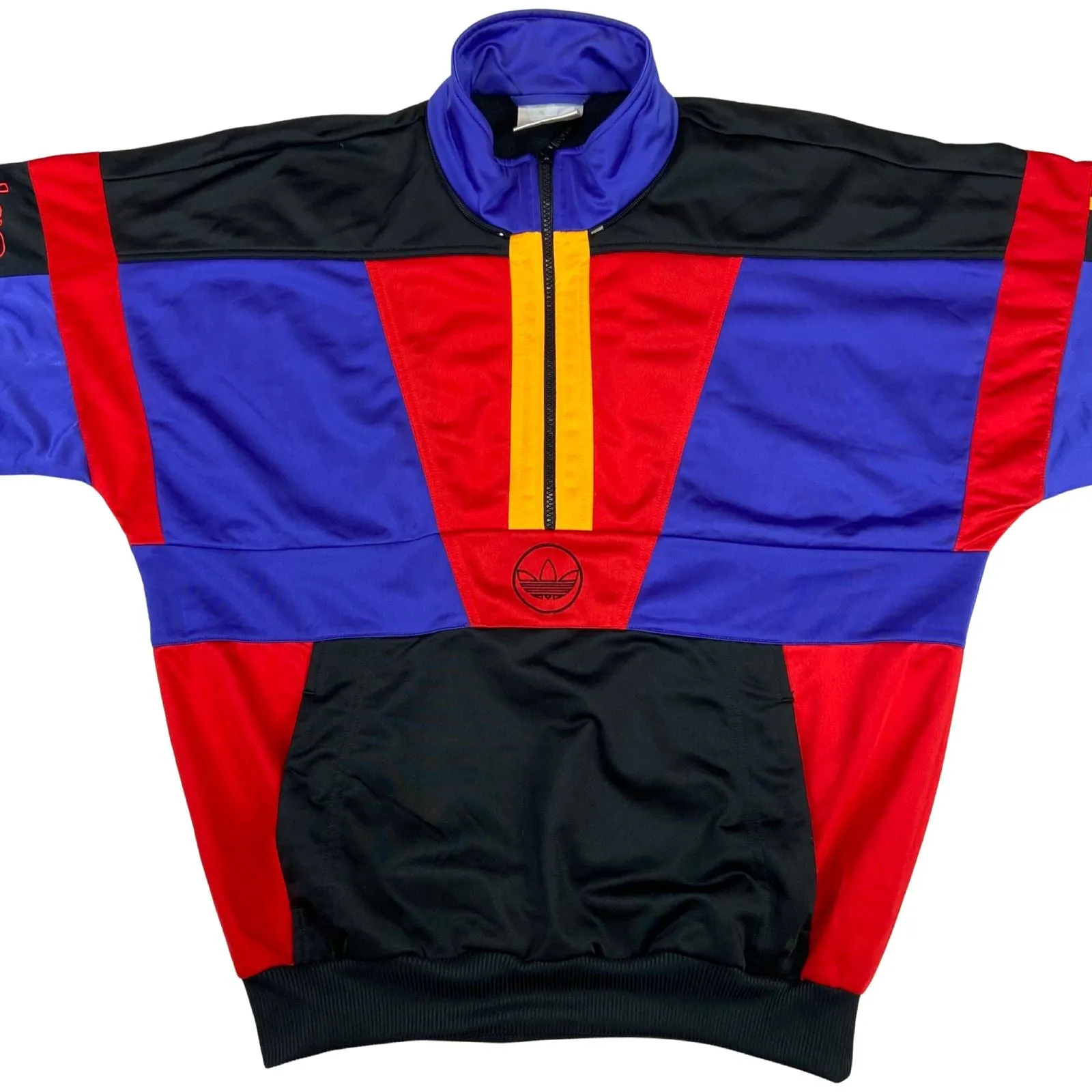 Vintage 80s Colour Block Adidas 1/2 Zip Overhead Track Top Large