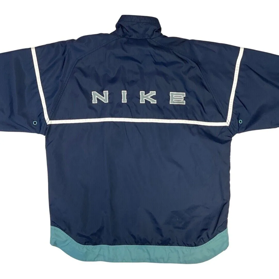 Vintage 90s Navy & Light Blue Nike 1/4 Zip Windbreaker Track Jacket XL