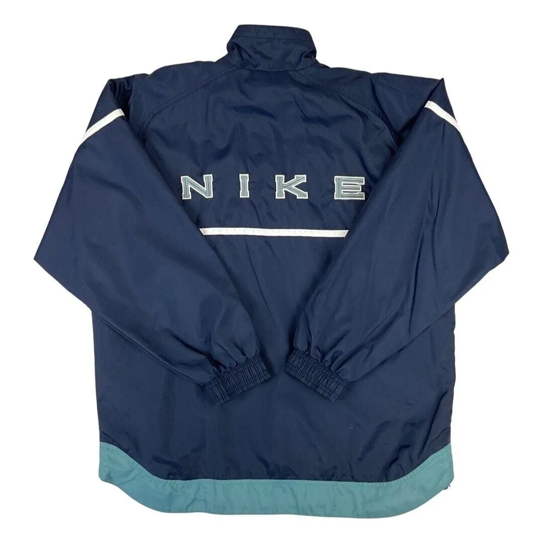 Vintage 90s Navy & Light Blue Nike 1/4 Zip Windbreaker Track Jacket XL