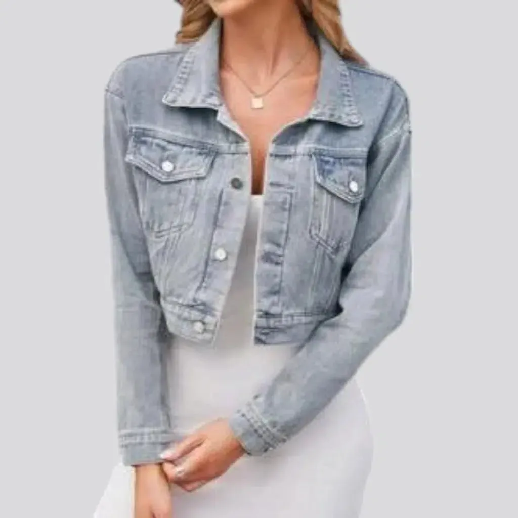 Vintage light-wash jean jacket for women