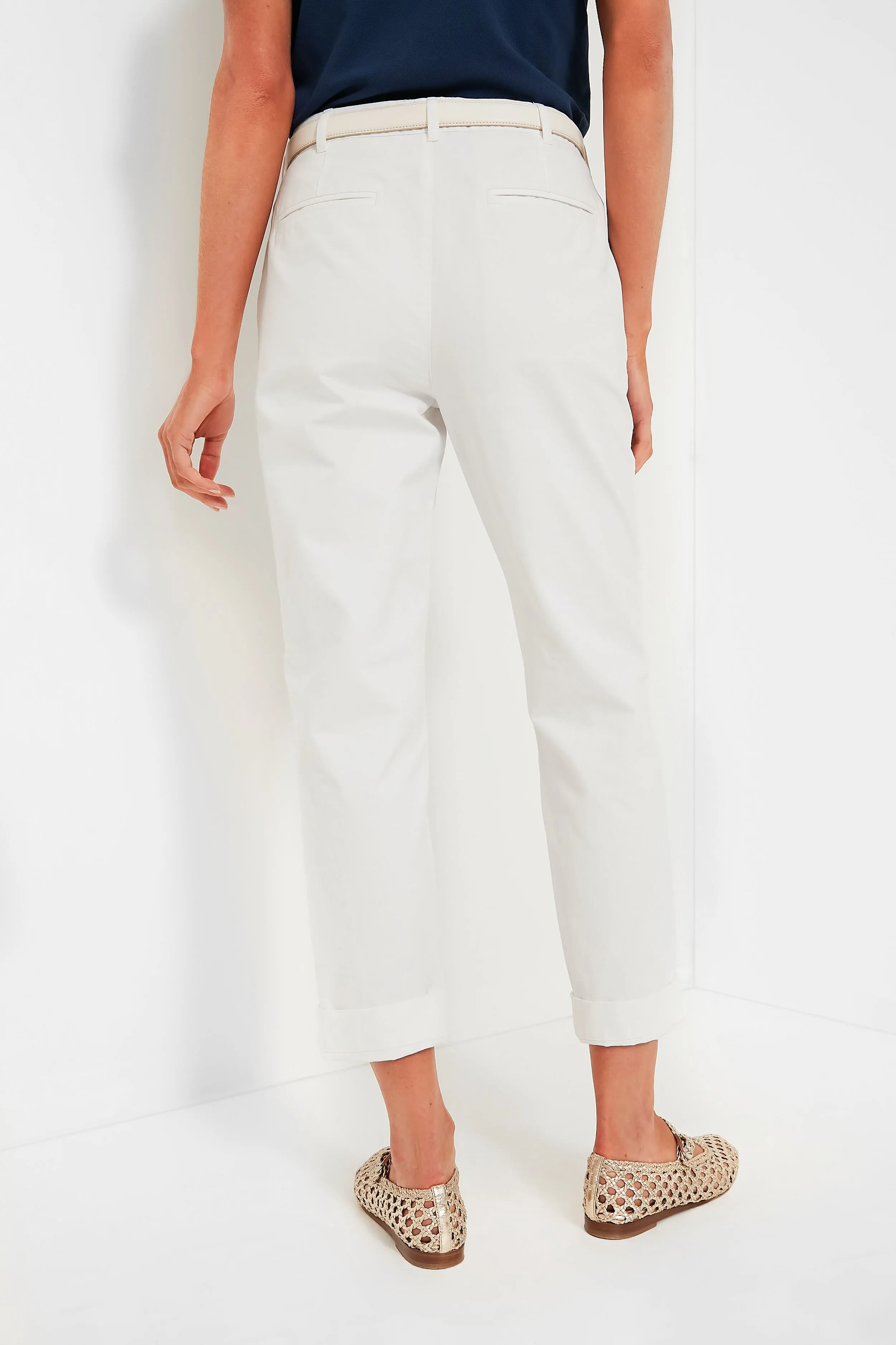 White Chino Collins Pants