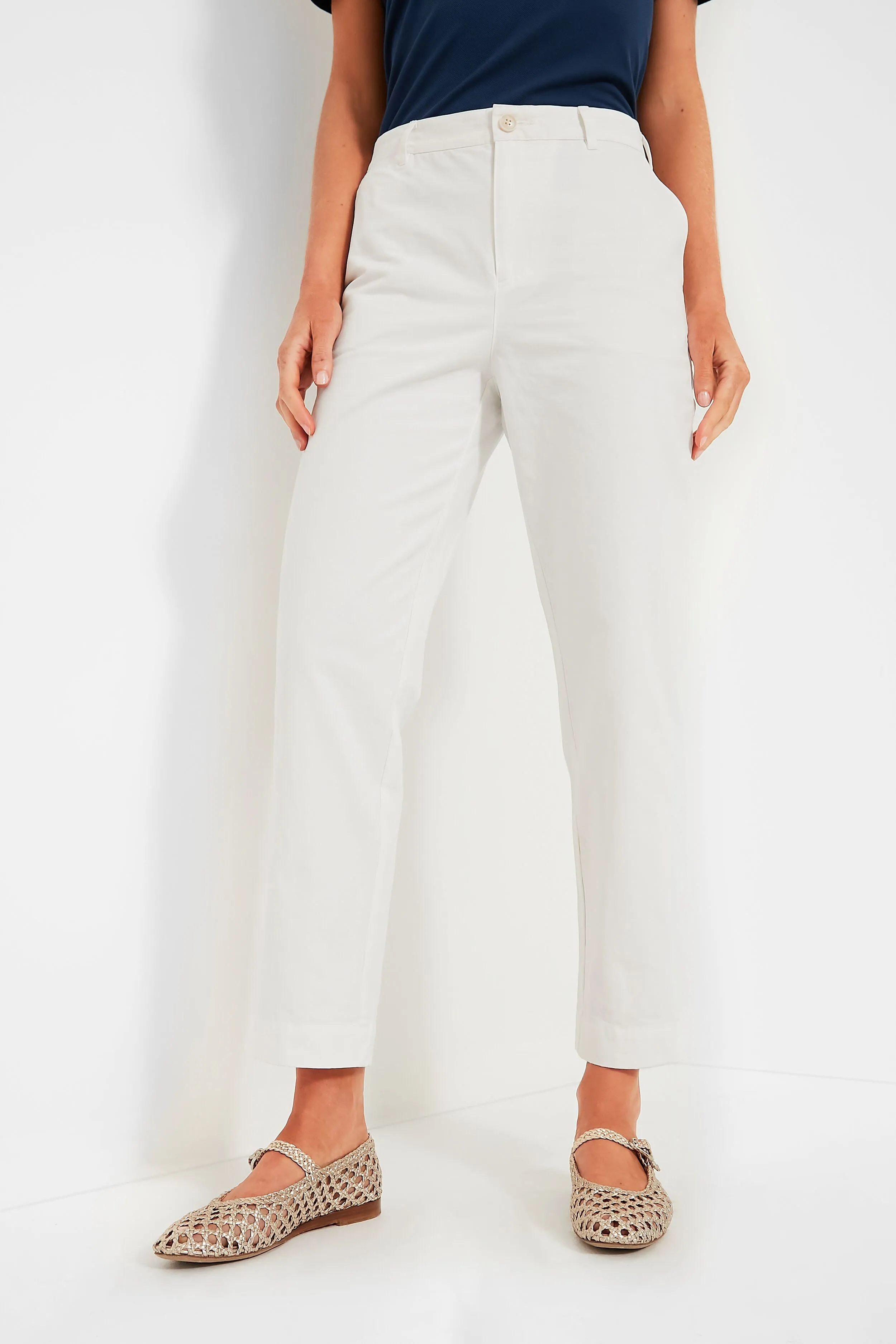 White Chino Collins Pants