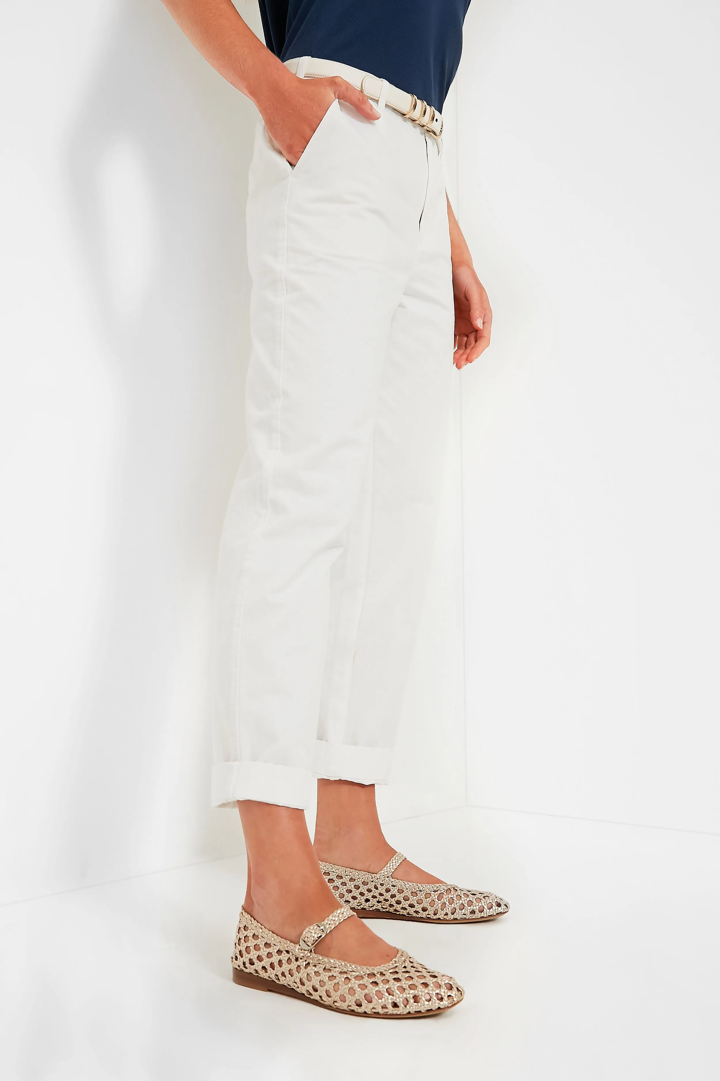 White Chino Collins Pants