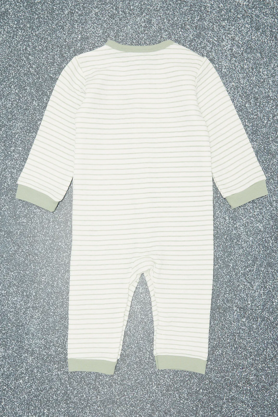 White Striped Button Front Romper suit