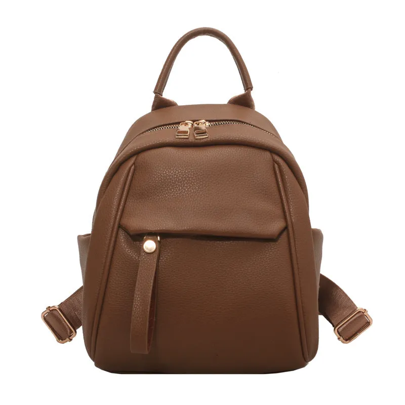 Women's Bag New Fashionable Korean Style Soft Leather Women's Backpack Fashionable Simple Artistic Travel Small Backpack Women's Bag Wholesale