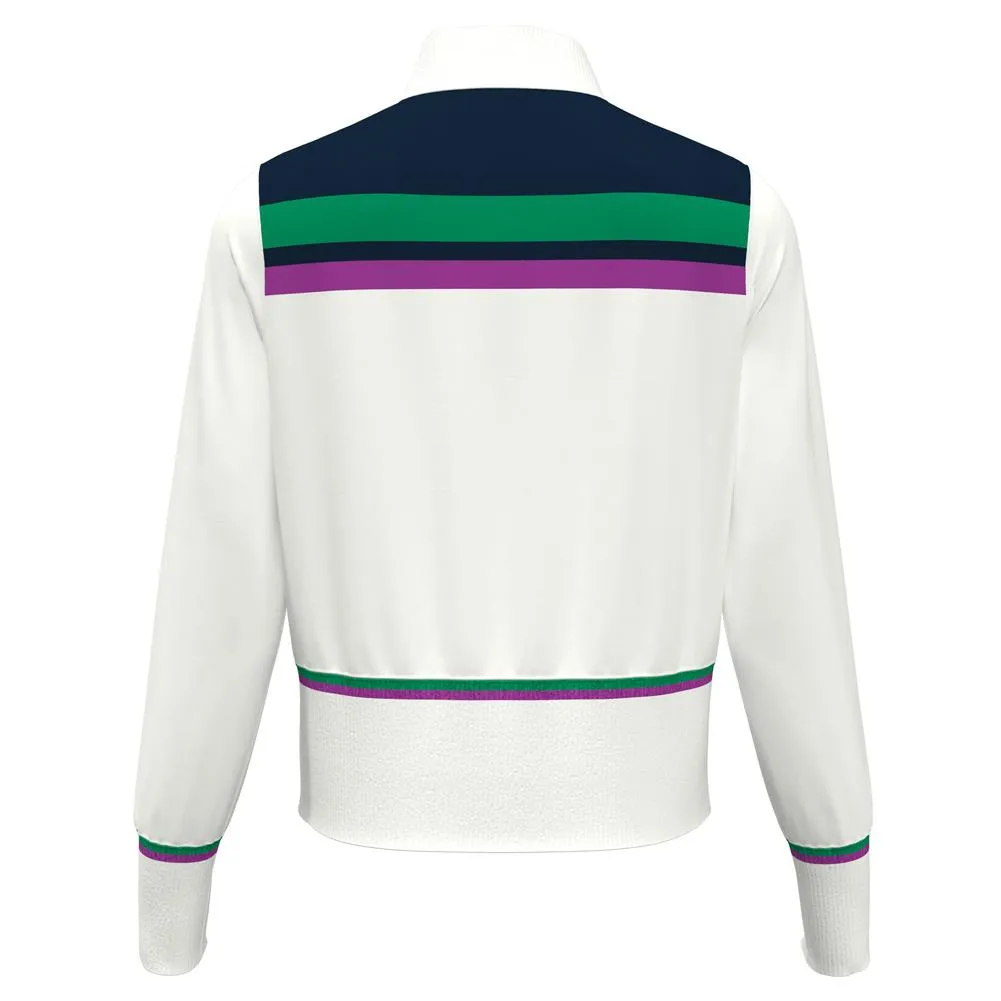 Womens Cropped Full Zip Tennis Jacket with Blocking Bright White