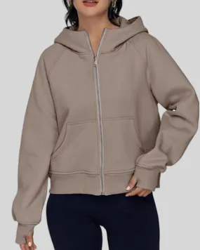 Women's Fall Jacket Sweatshirts Casual Zip Up Hoodie with Pocket-Posey Coat