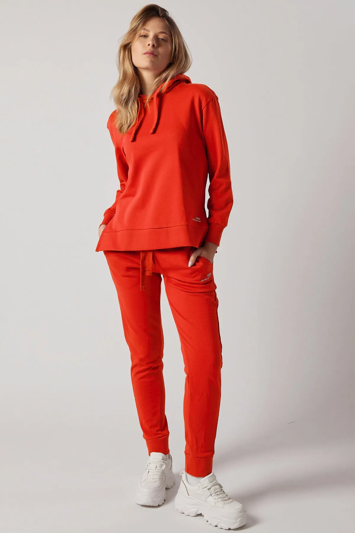 Women's Sweatsuit Set With Slits Tomato