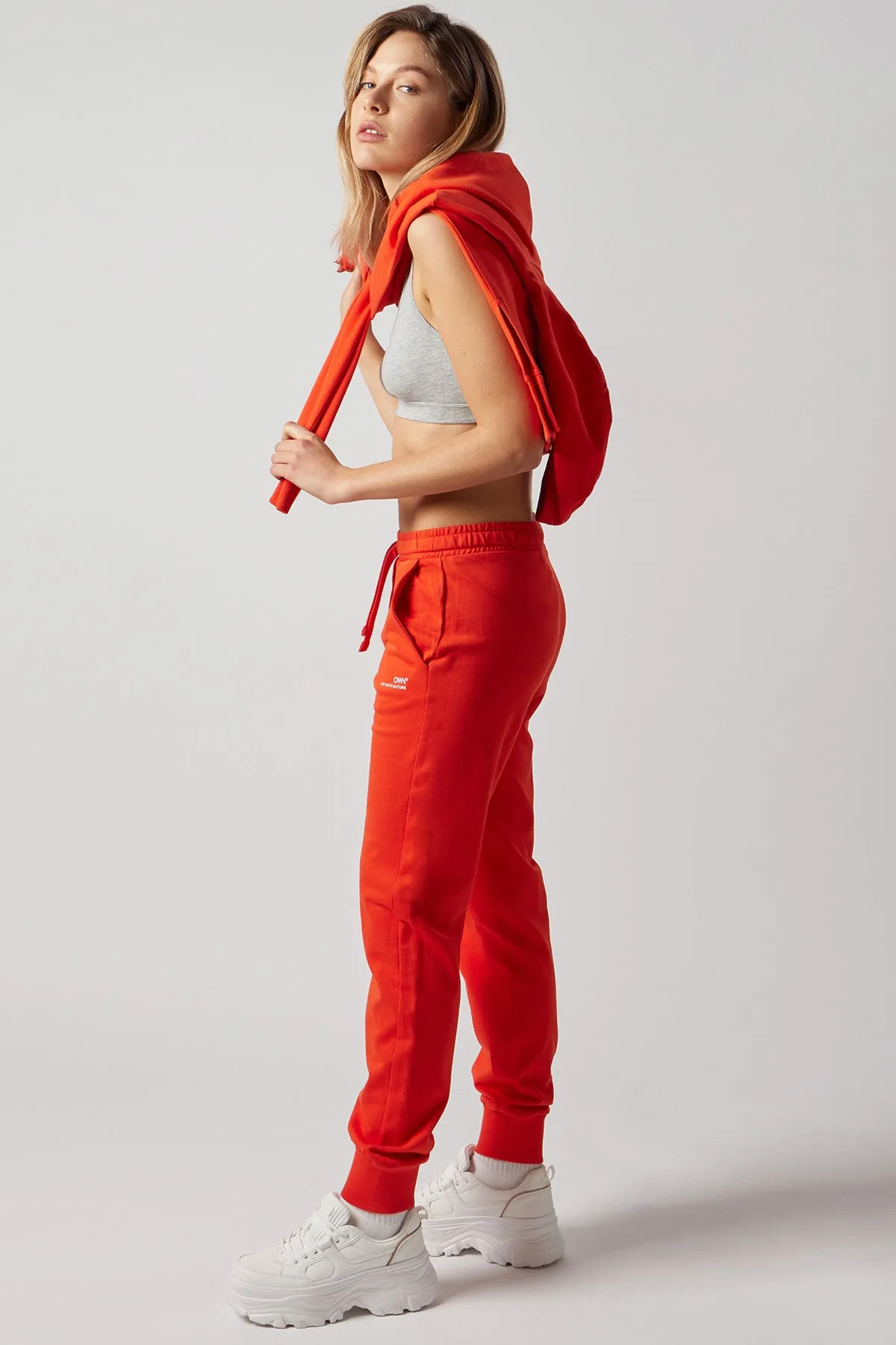 Women's Sweatsuit Set With Slits Tomato